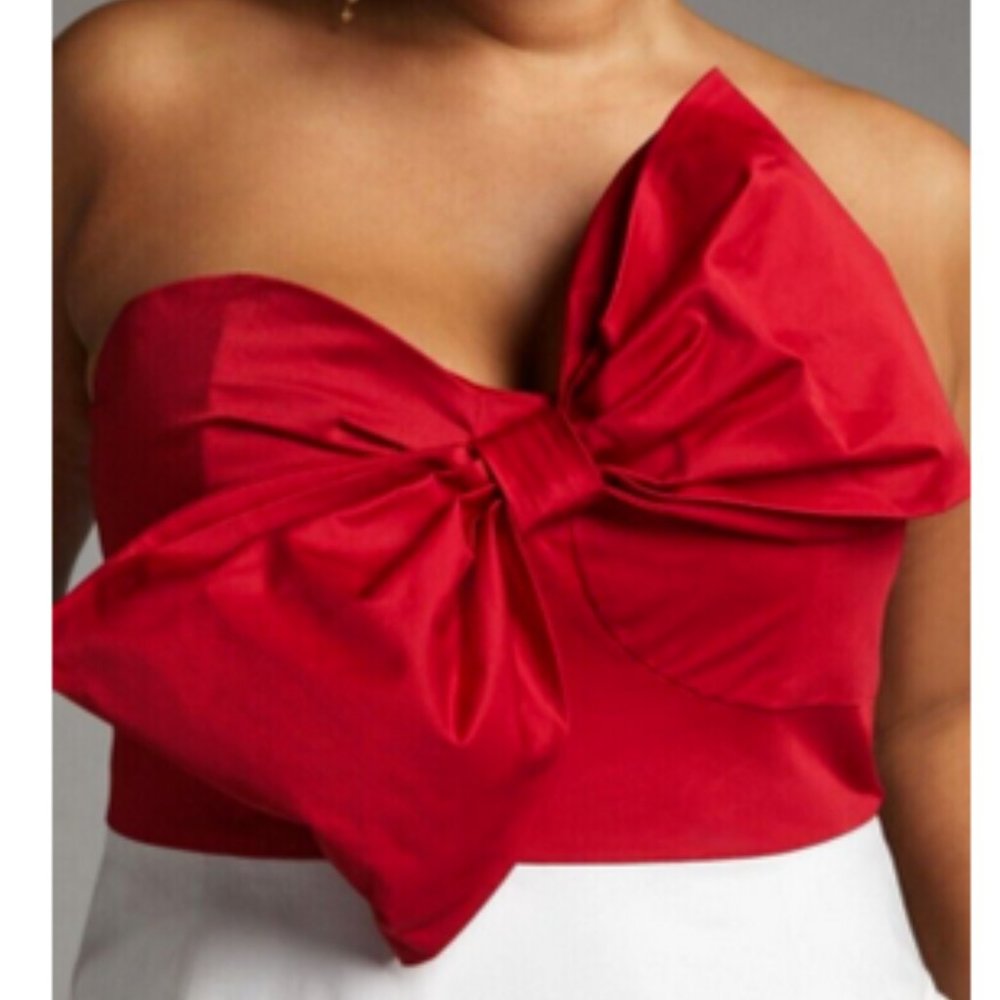 Anthropologie Hutch 12 NWT Red Bow-Tie Maxi Dress Gown Holiday Cocktail Party - Picture 3 of 10